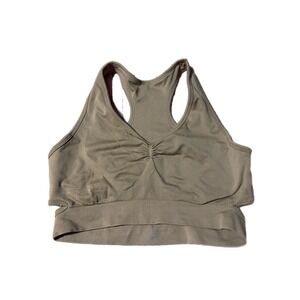 NVGNT Taupe Seamless Ruched Racerback Sports Bra Cutout Waistband size X-Large